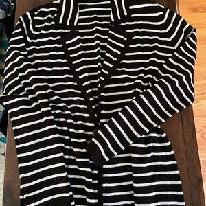 Cyrus Black and White Striped Cardigan